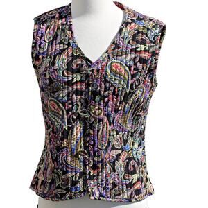 Women's Paisley Velvet Vest Reversible Handmade Quilted Ribbon Prairie Size M